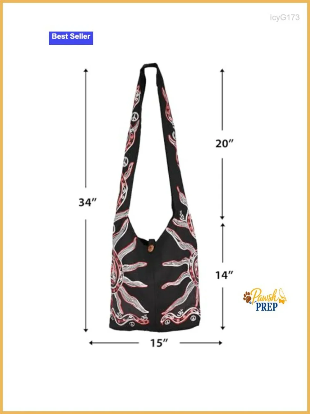 Boho Hobo Crossbody Bag for Women - Large Cotton Handmade Purse